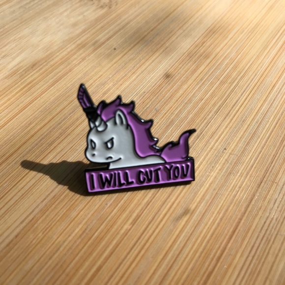 Angry Unicorn Enamel Pin NWOT - Picture 2 of 4
